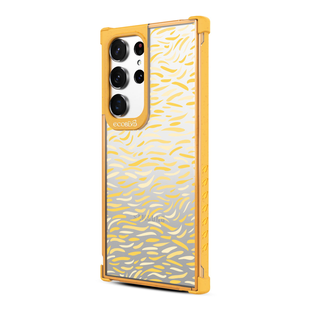 Brush Stroke  - Right-side View Of Yellow & Clear Eco-Friendly Galaxy S23 Ultra Case