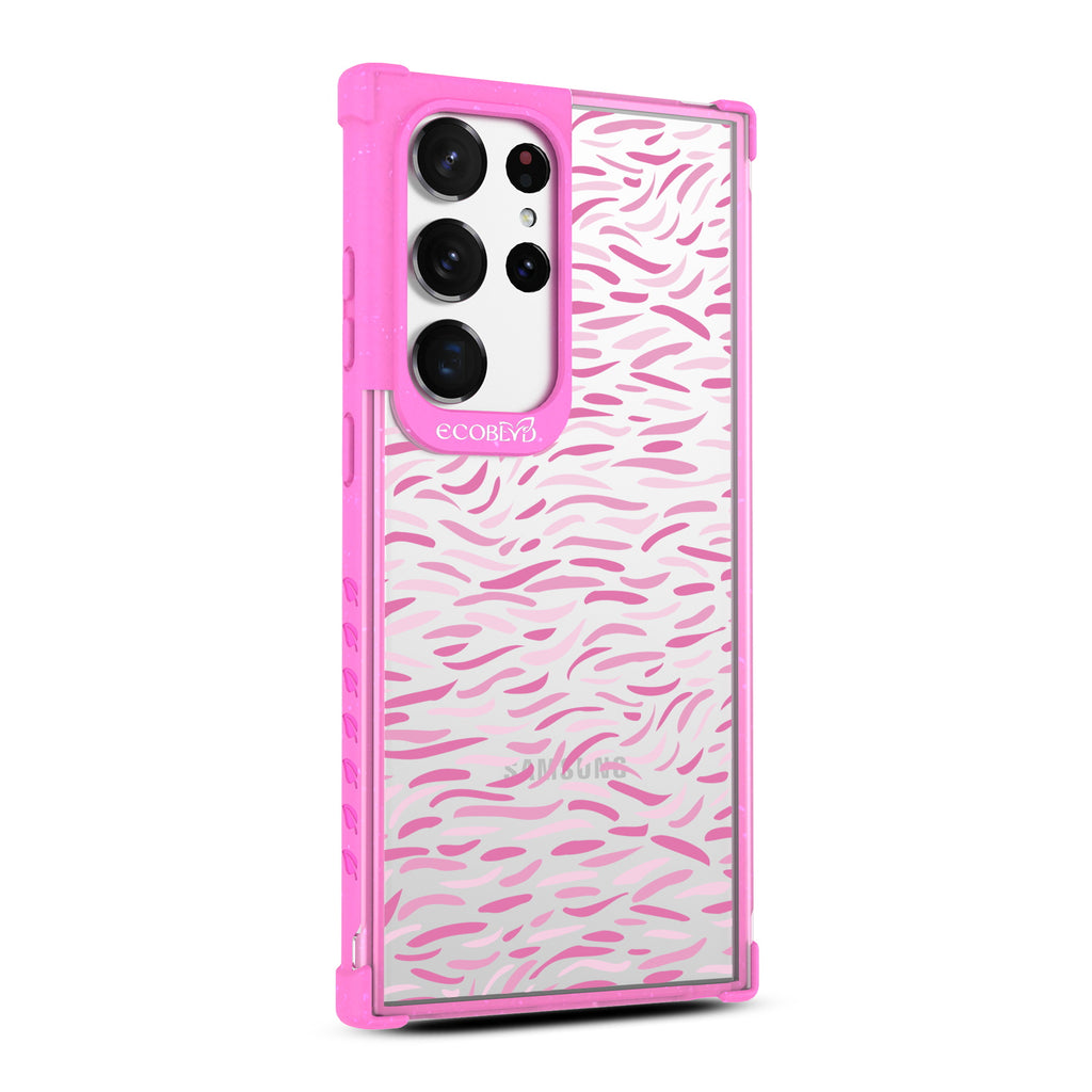 Brush Stroke  - Left-side View Of Pink & Clear Eco-Friendly Galaxy S23 Ultra Case