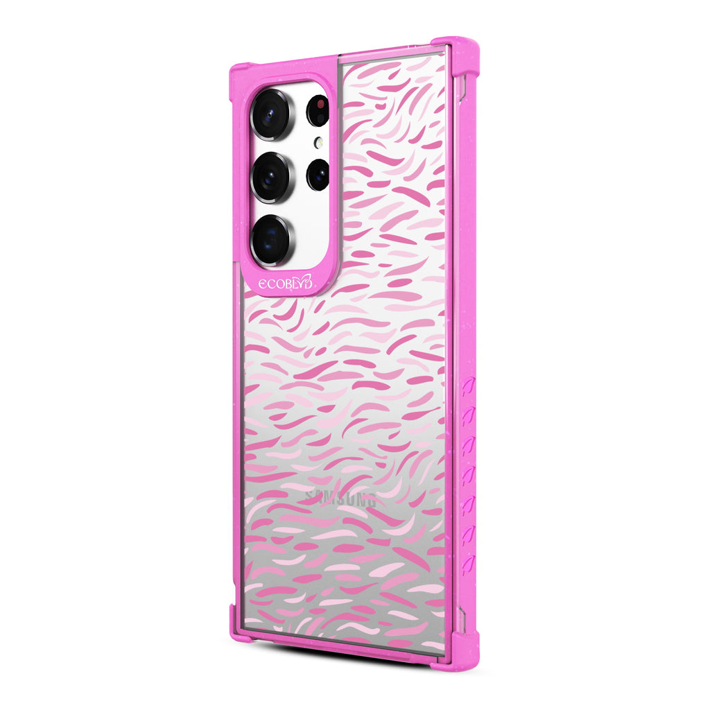 Brush Stroke  - Right-side View Of Pink & Clear Eco-Friendly Galaxy S23 Ultra Case