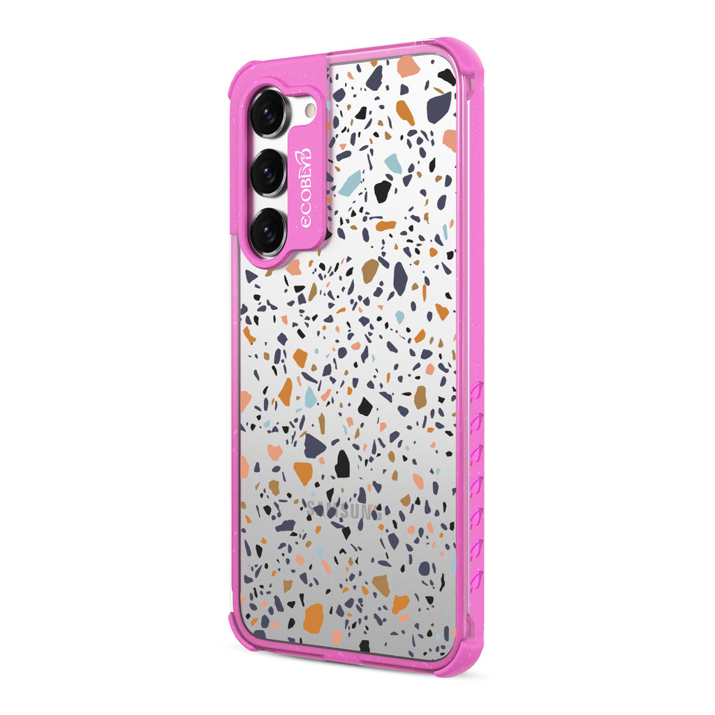 Terrazo - Right-side View Of Pink & Clear Eco-Friendly Galaxy S23 Case