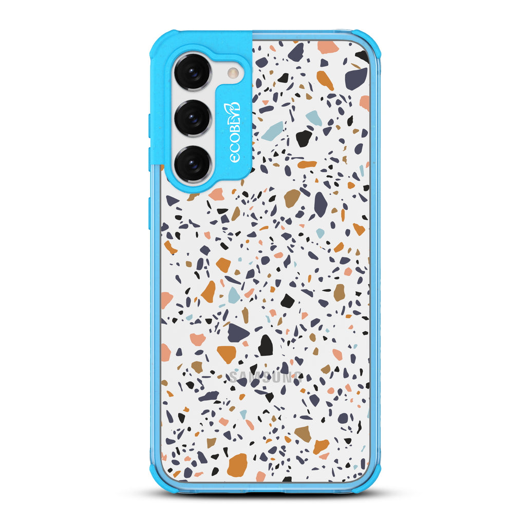 Terrazzo - Blue Eco-Friendly Galaxy S23 Plus Case With A Speckled Terrazzo Pattern On A Clear Back