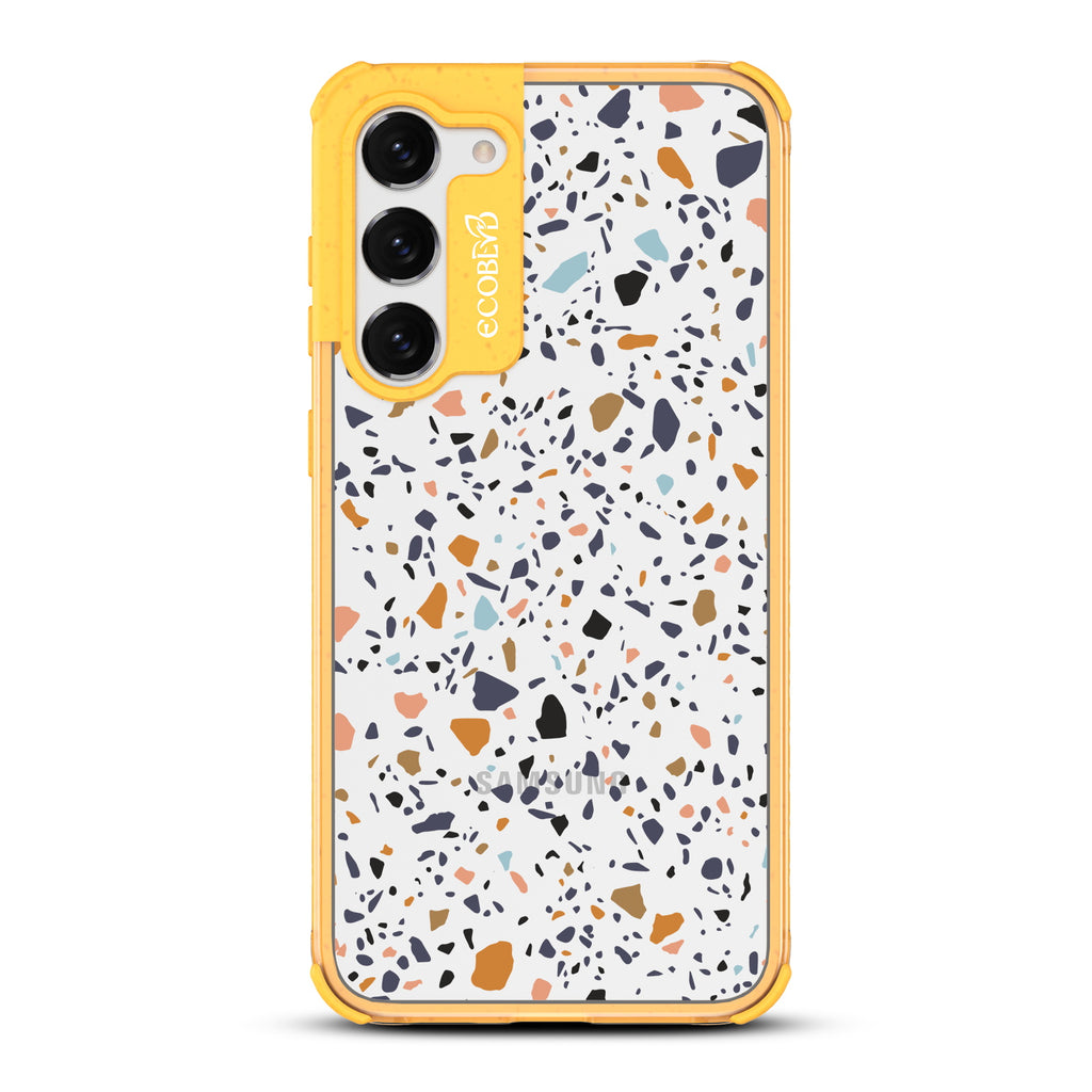 Terrazzo - Yellow Eco-Friendly Galaxy S23 Case With A Speckled Terrazzo Pattern On A Clear Back
