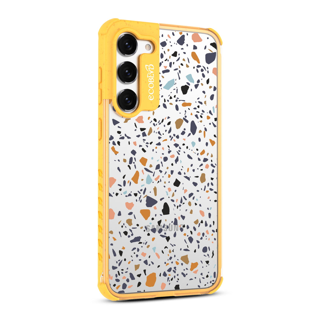 Terrazo - Left-side View Of Yellow & Clear Eco-Friendly Galaxy S23 Plus Case