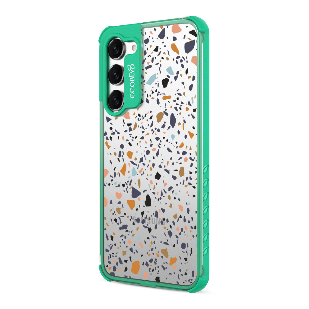 Terrazo - Right-side View Of Green & Clear Eco-Friendly Galaxy S23 Case