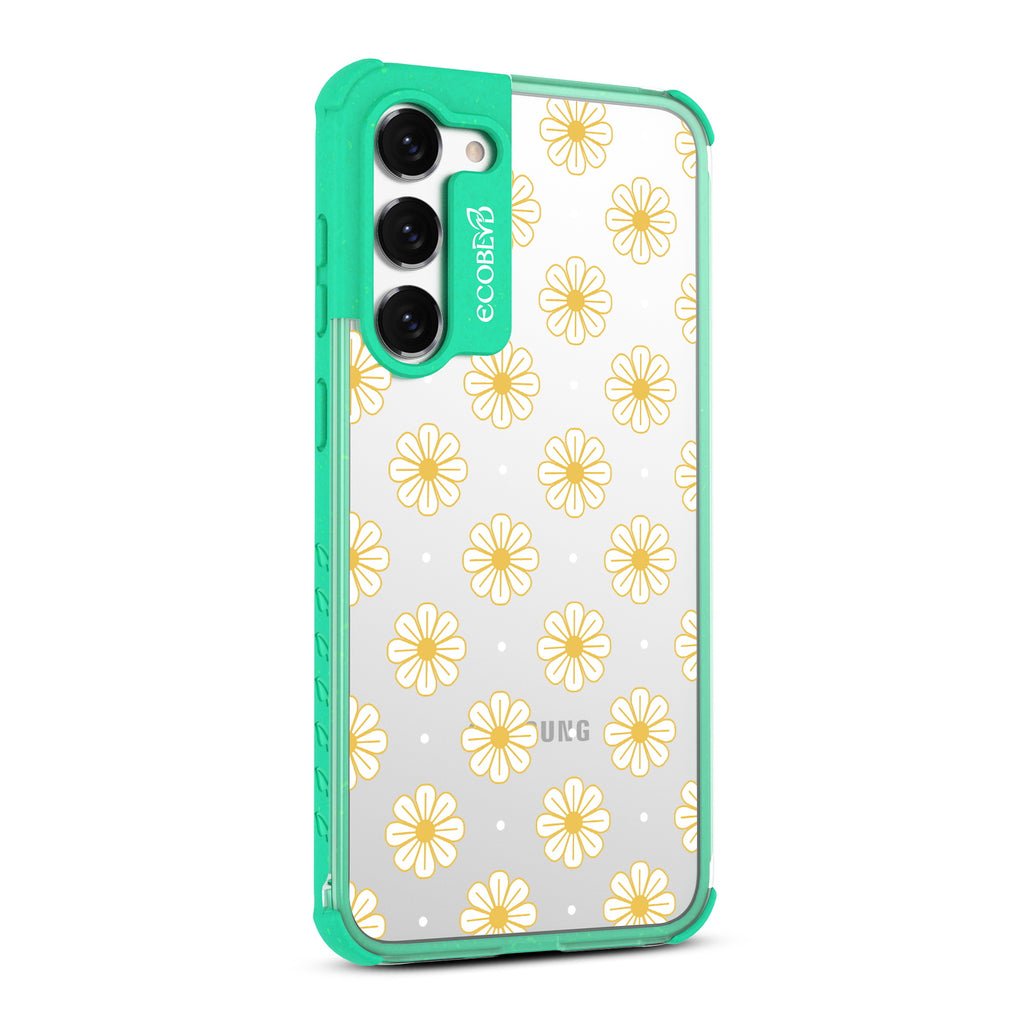 Daisy - Left-side View Of Green & Clear Eco-Friendly Galaxy S23 Case