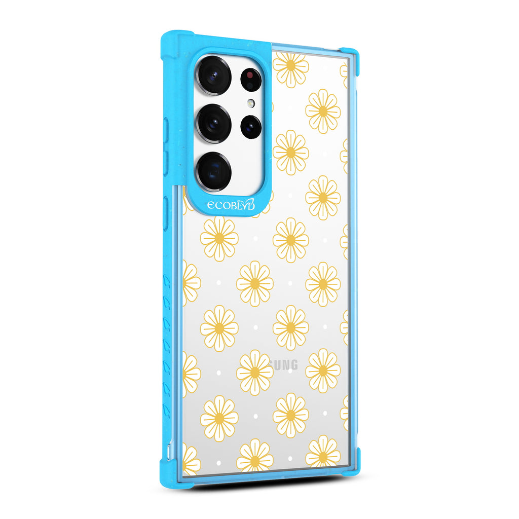 Daisy - Left-side View Of Blue & Clear Eco-Friendly Galaxy S23 Ultra Case