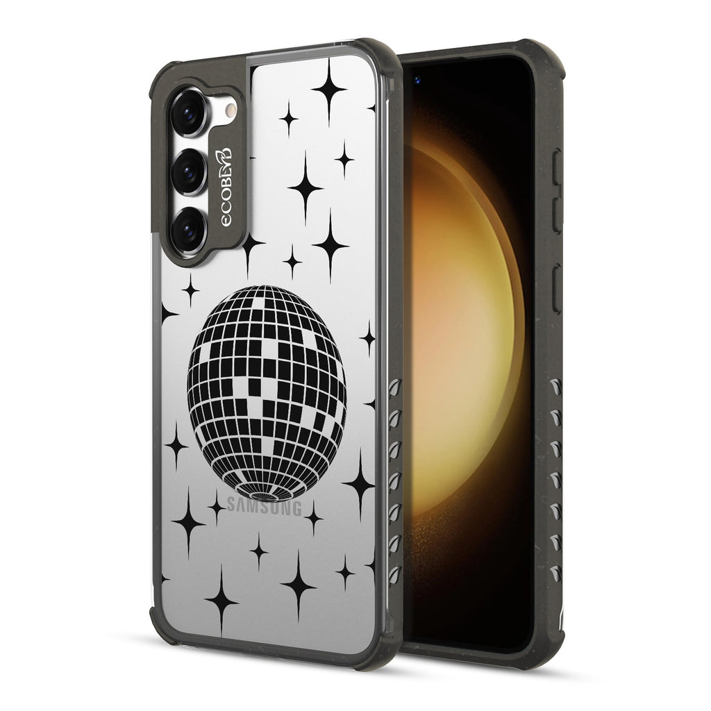Disco With The Flow - Back View Of Black & Clear Eco-Friendly Galaxy S23 Case & A Front View Of The Screen