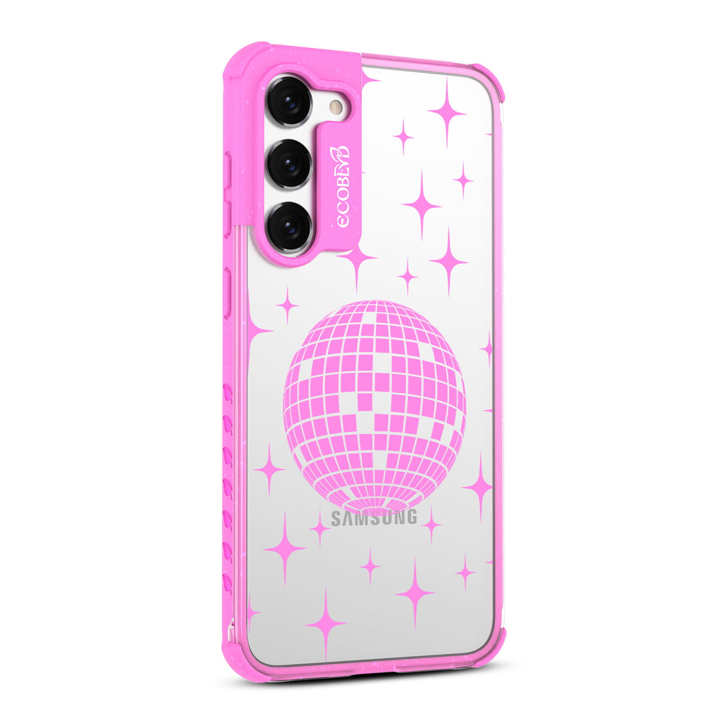 Disco With The Flow - Left-side View Of Pink & Clear Eco-Friendly Galaxy S23 Case