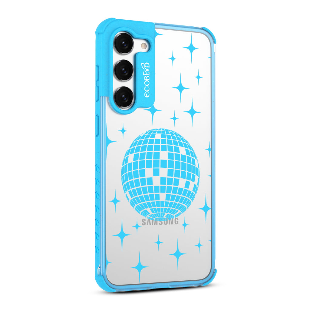 Disco With The Flow - Left-side View Of Blue & Clear Eco-Friendly Galaxy S23 Case
