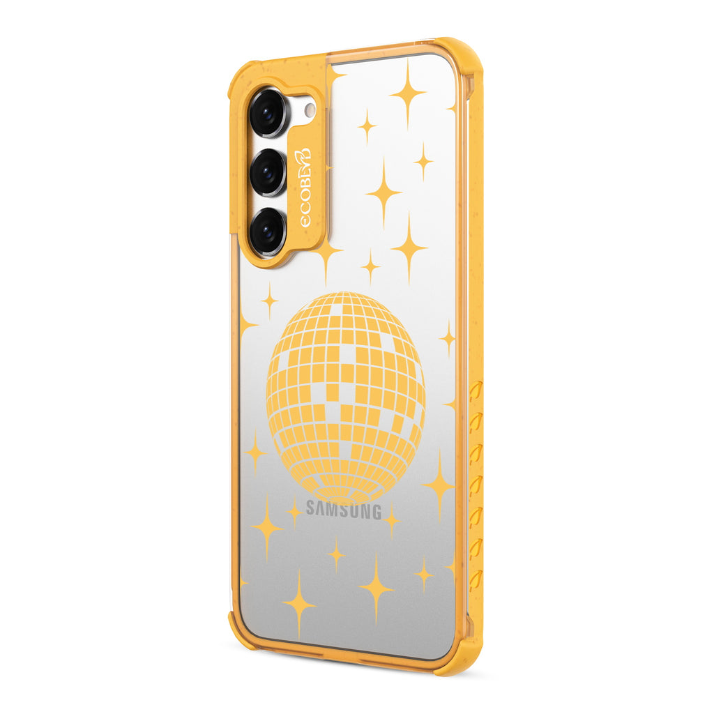 Disco With The Flow - Right-side View Of Yellow & Clear Eco-Friendly Galaxy S23 Case