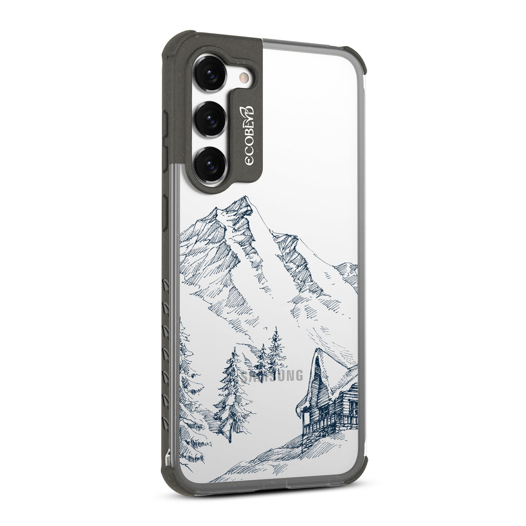 Cabin Retreat - Left-side View Of Black & Clear Eco-Friendly Galaxy S23 Case