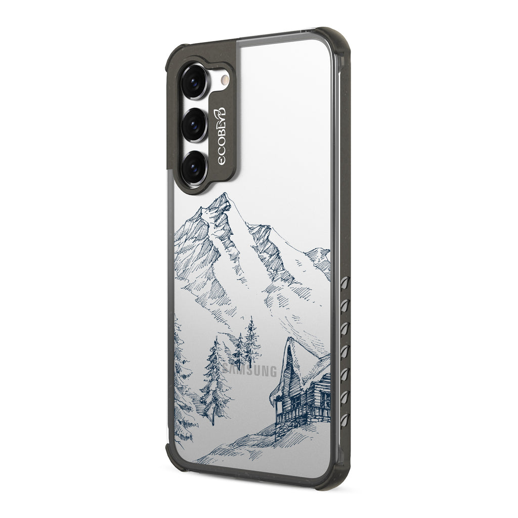 Cabin Retreat - Right-side View Of Black & Clear Eco-Friendly Galaxy S23 Case