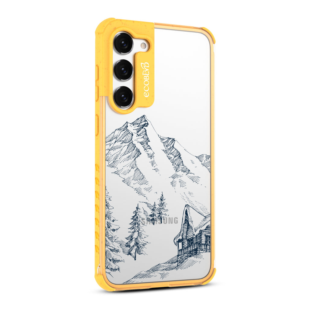 Cabin Retreat - Left-side View Of Yellow & Clear Eco-Friendly Galaxy S23 Case