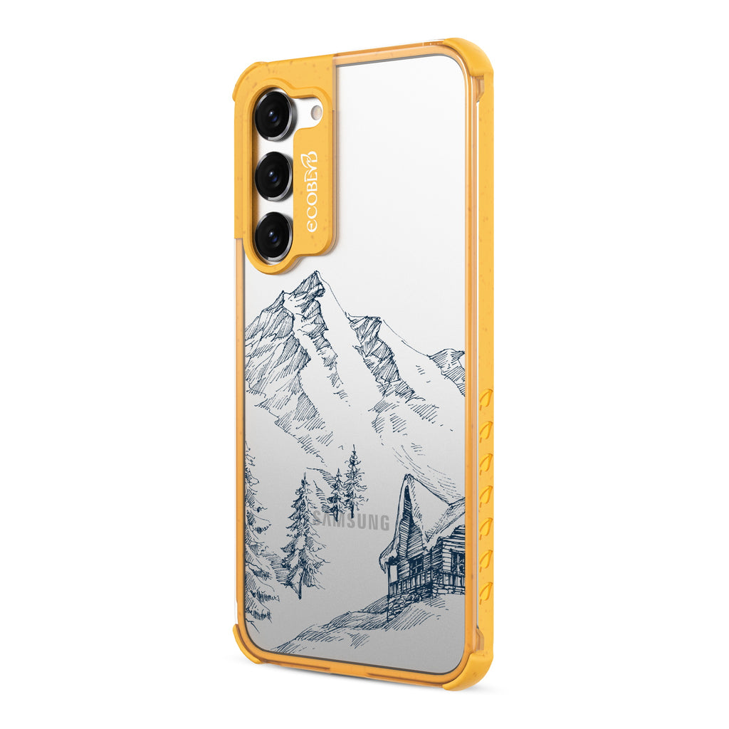 Cabin Retreat - Right-side View Of Yellow & Clear Eco-Friendly Galaxy S23 Case