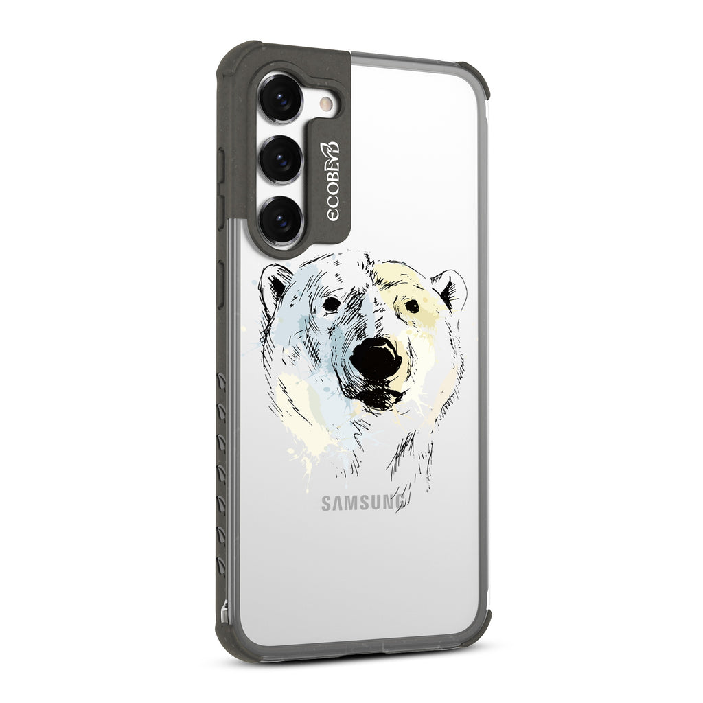 Polar Bear - Left-side View Of Black & Clear Eco-Friendly Galaxy S23 Case