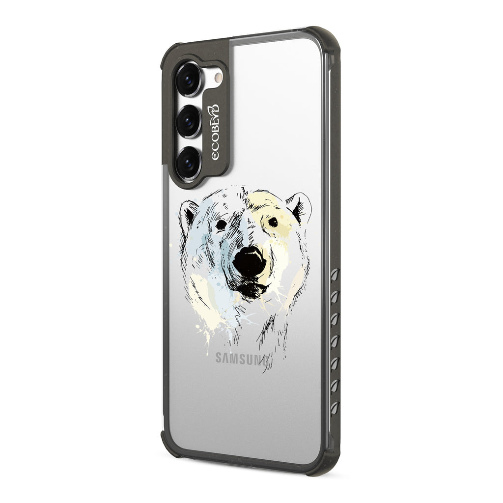 Polar Bear - Right-side View Of Black & Clear Eco-Friendly Galaxy S23 Case
