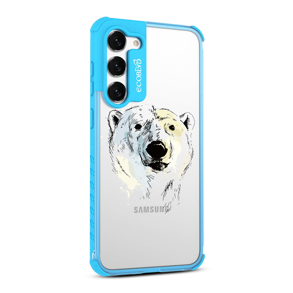 Polar Bear - Left-side View Of Blue & Clear Eco-Friendly Galaxy S23 Plus Case
