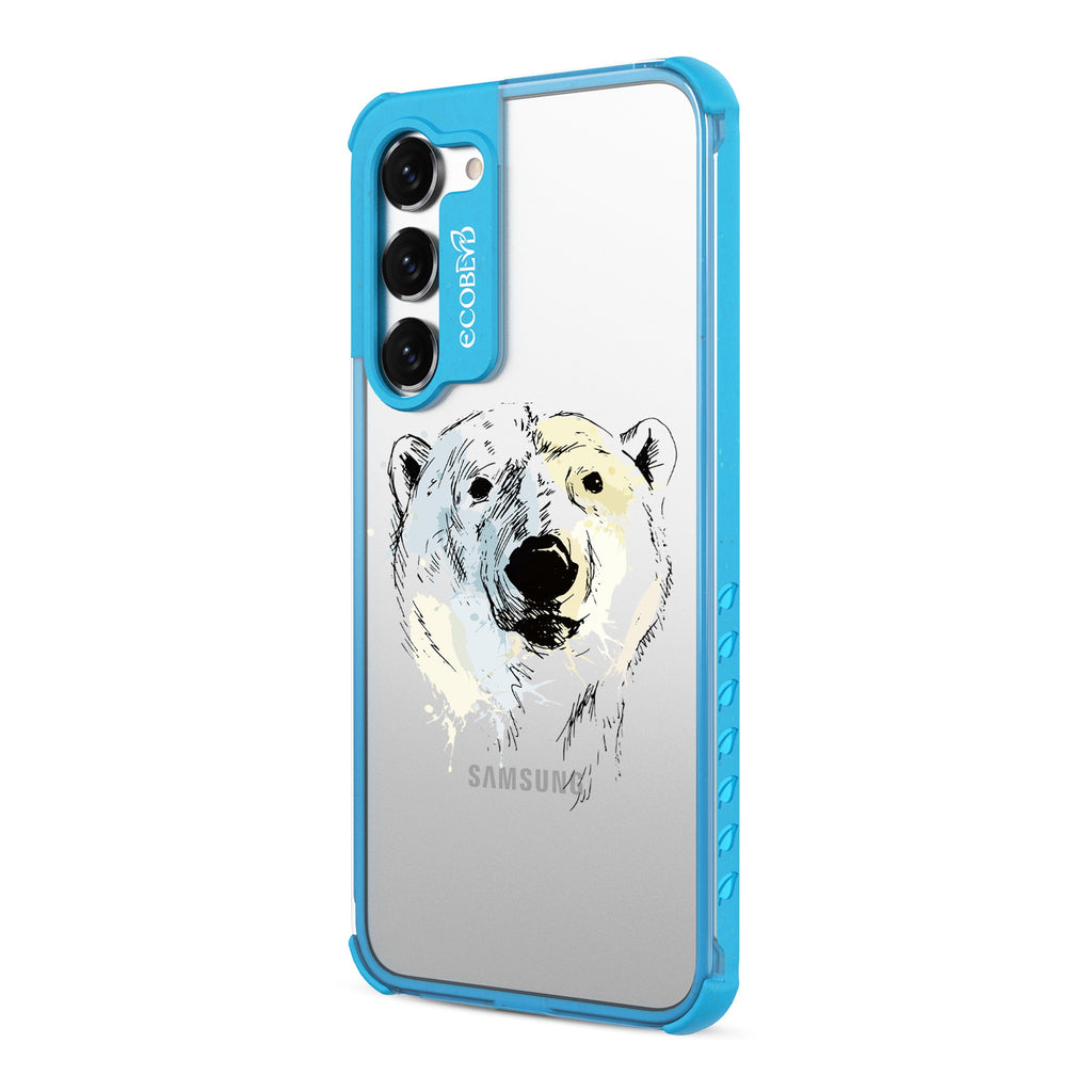 Polar Bear - Right-side View Of Blue & Clear Eco-Friendly Galaxy S23 Case