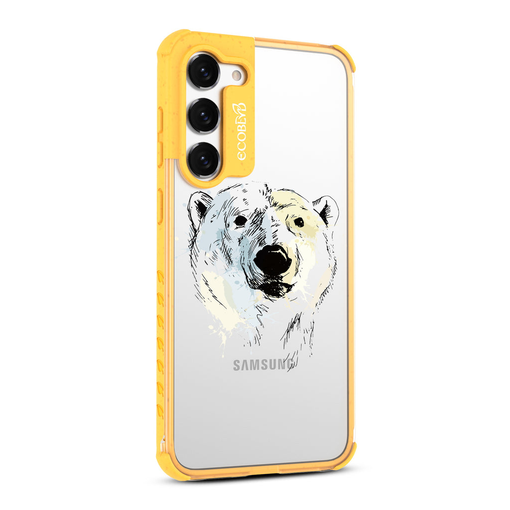 Polar Bear - Left-side View Of Yellow & Clear Eco-Friendly Galaxy S23 Case