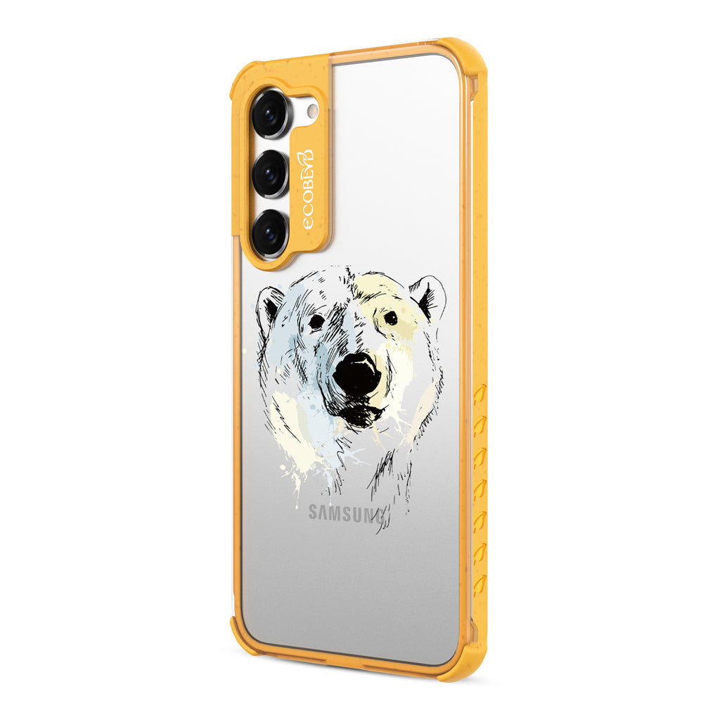 Polar Bear - Right-side View Of Yellow & Clear Eco-Friendly Galaxy S23 Case