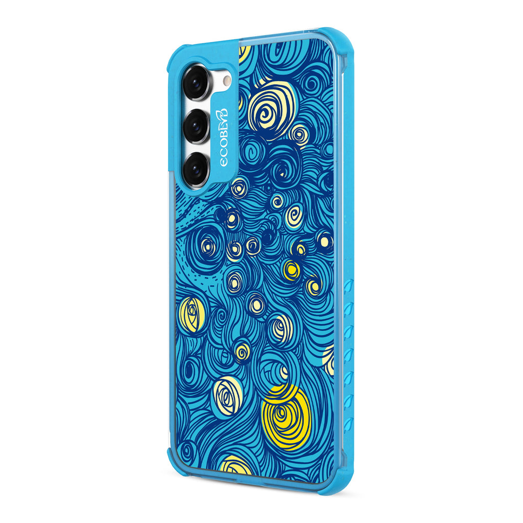 Let It Gogh - Right-side View Of Blue & Clear Eco-Friendly Galaxy S23 Case