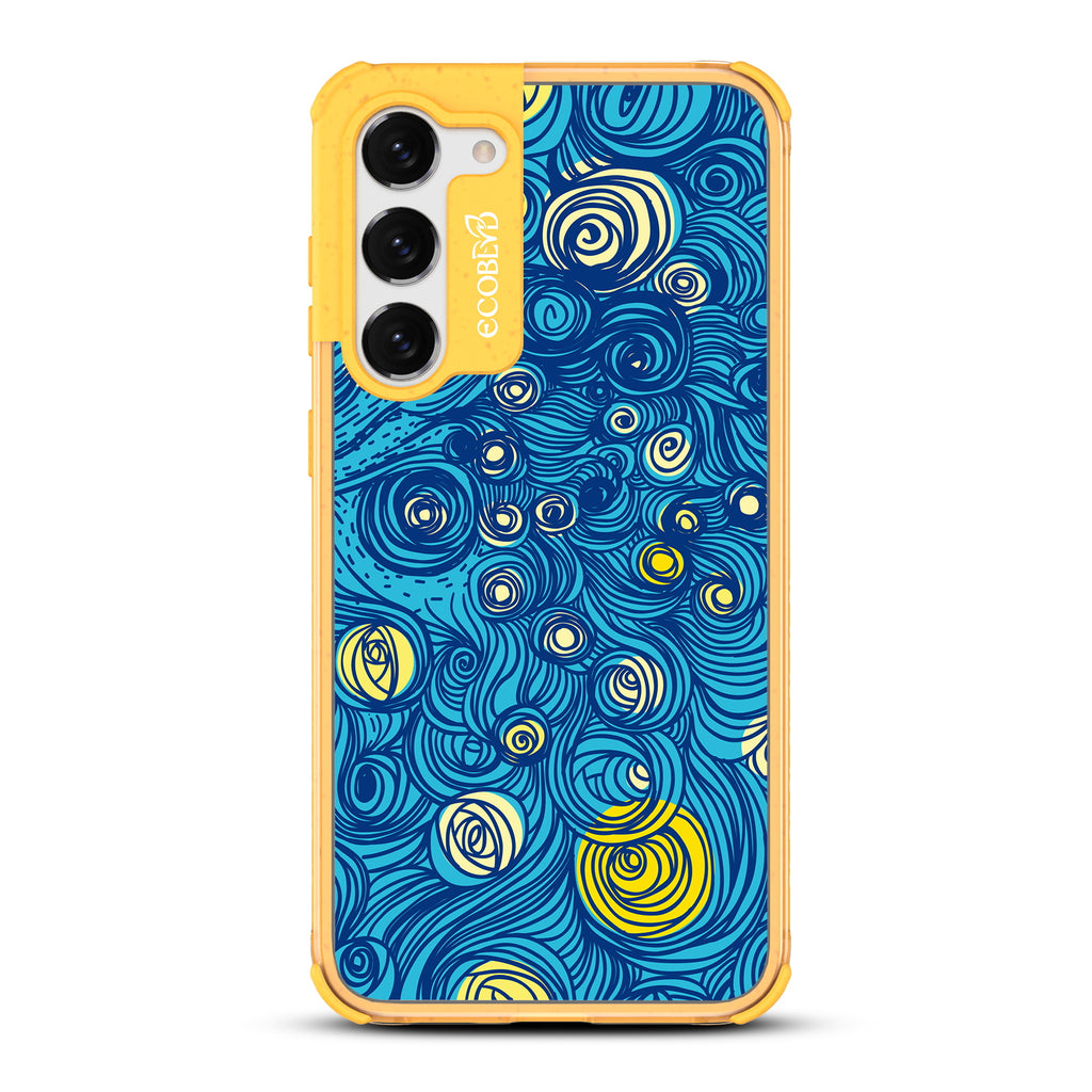 Let It Gogh - Yellow Eco-Friendly Galaxy S23 Case With Van Gogh Starry Night-Inspired Art On A Clear Back