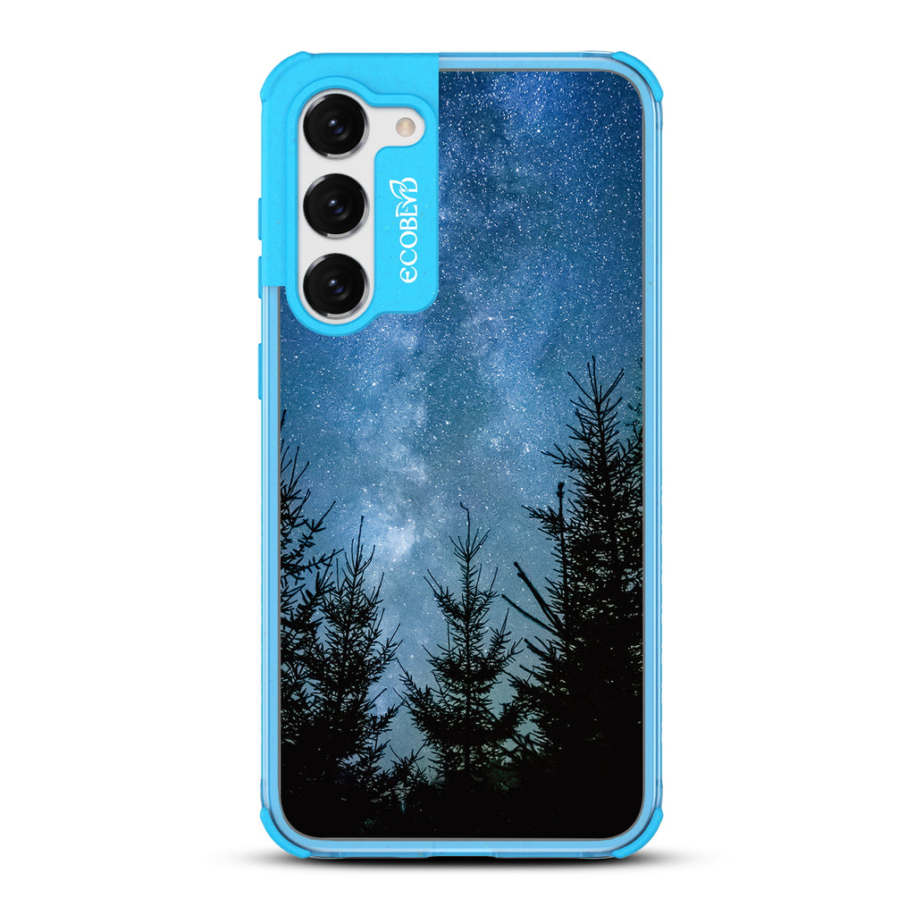 Stargazing - Blue Eco-Friendly Galaxy S23 Case With Star-Filled Night Sky In The Woods On A Clear Back