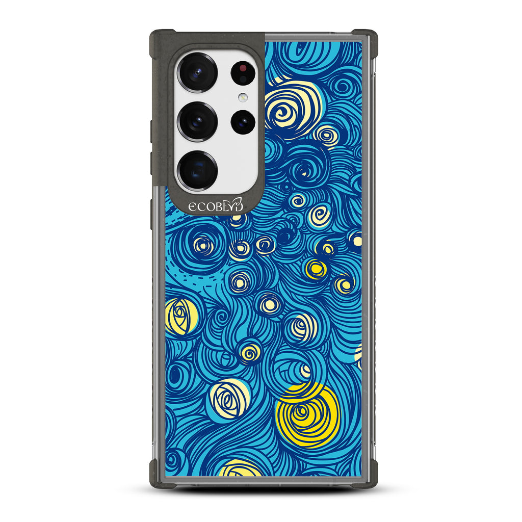 Let It Gogh - Black Eco-Friendly Galaxy S23 Ultra Case With Van Gogh Starry Night-Inspired Art On A Clear Back