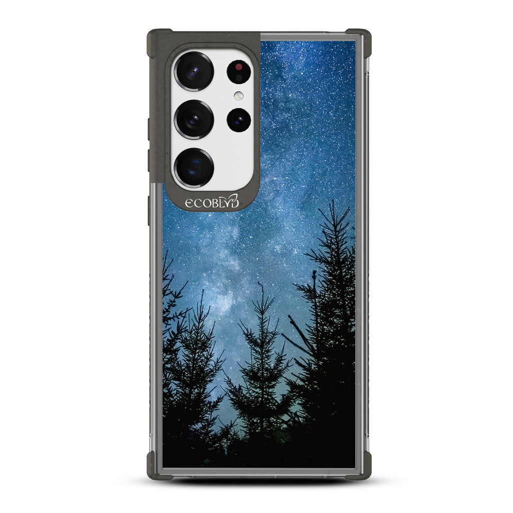 Stargazing - Black Eco-Friendly Galaxy S23 Ultra Case With Star-Filled Night Sky In The Woods On A Clear Back