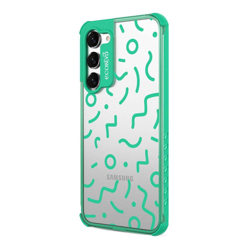 90's Kids - Right-side View Of Green & Clear Eco-Friendly Galaxy S23 Case 
