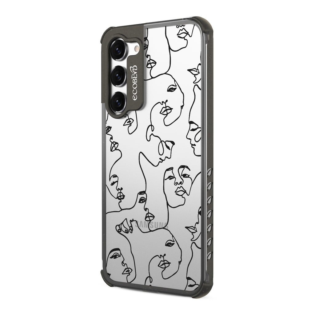Delicate Touch - Right-side View Of Black & Clear Eco-Friendly Galaxy S23 Case