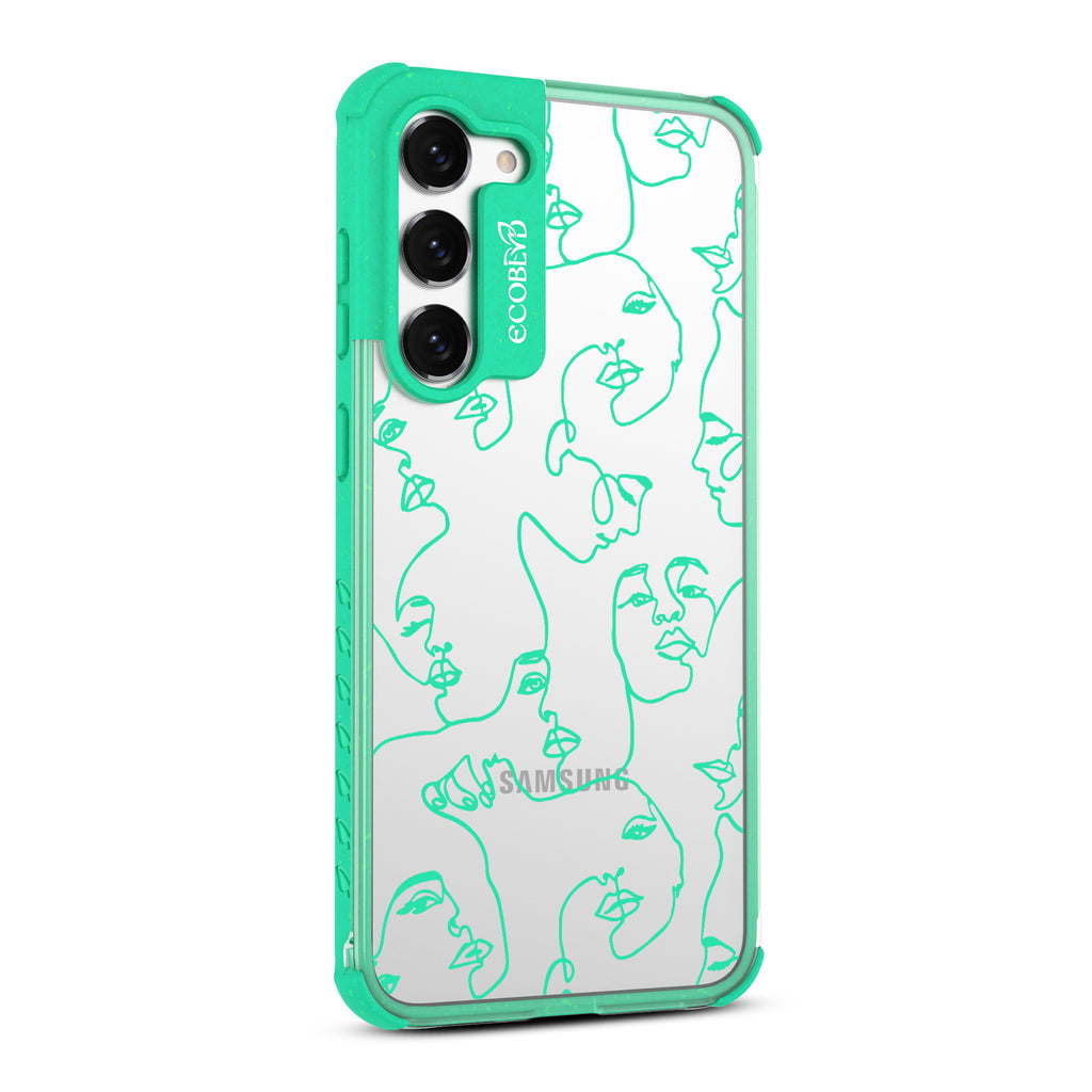 Delicate Touch - Left-side View Of Green & Clear Eco-Friendly Galaxy S23 Case