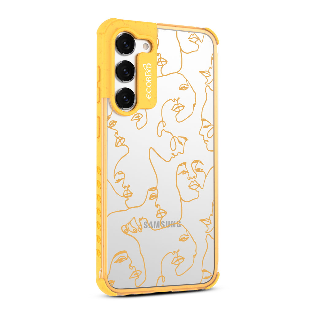 Delicate Touch - Left-side View Of Yellow & Clear Eco-Friendly Galaxy S23 Plus Case