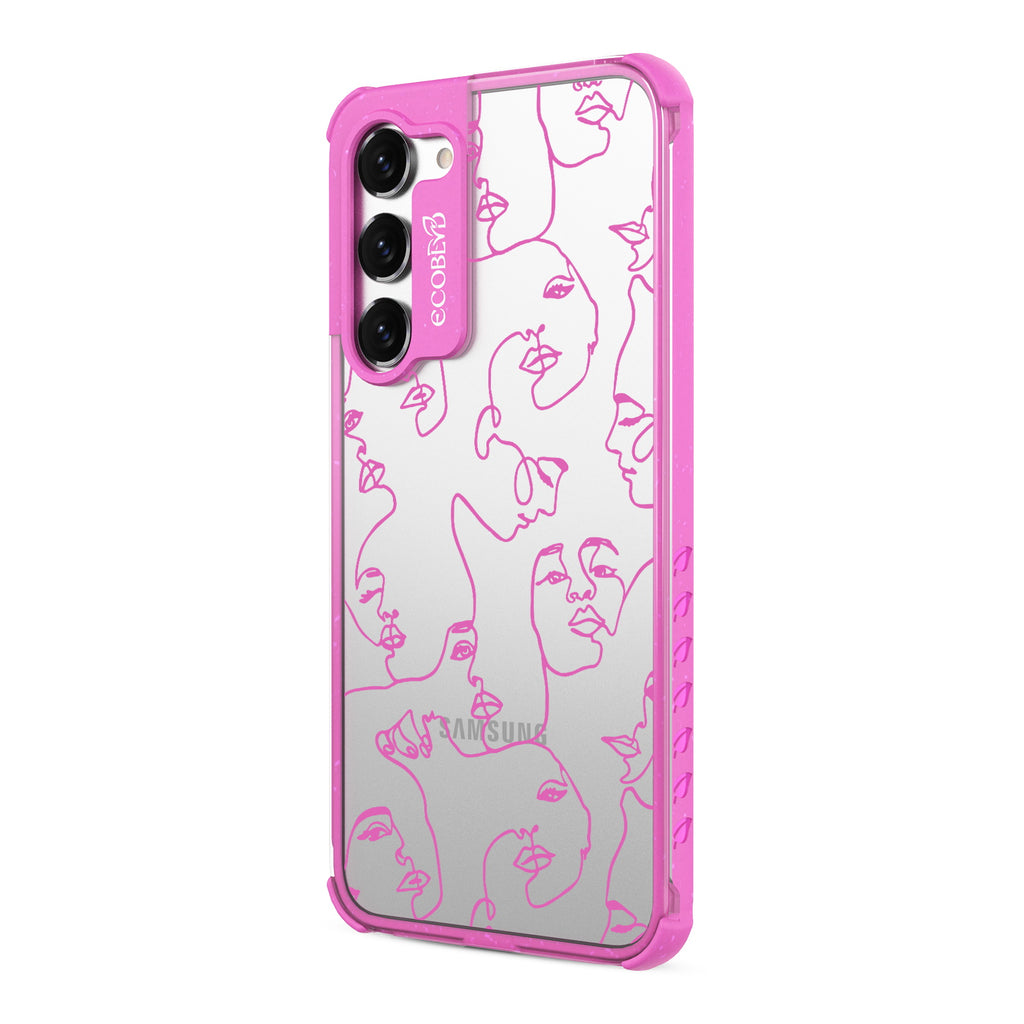 Delicate Touch - Right-side View Of Pink & Clear Eco-Friendly Galaxy S23 Case