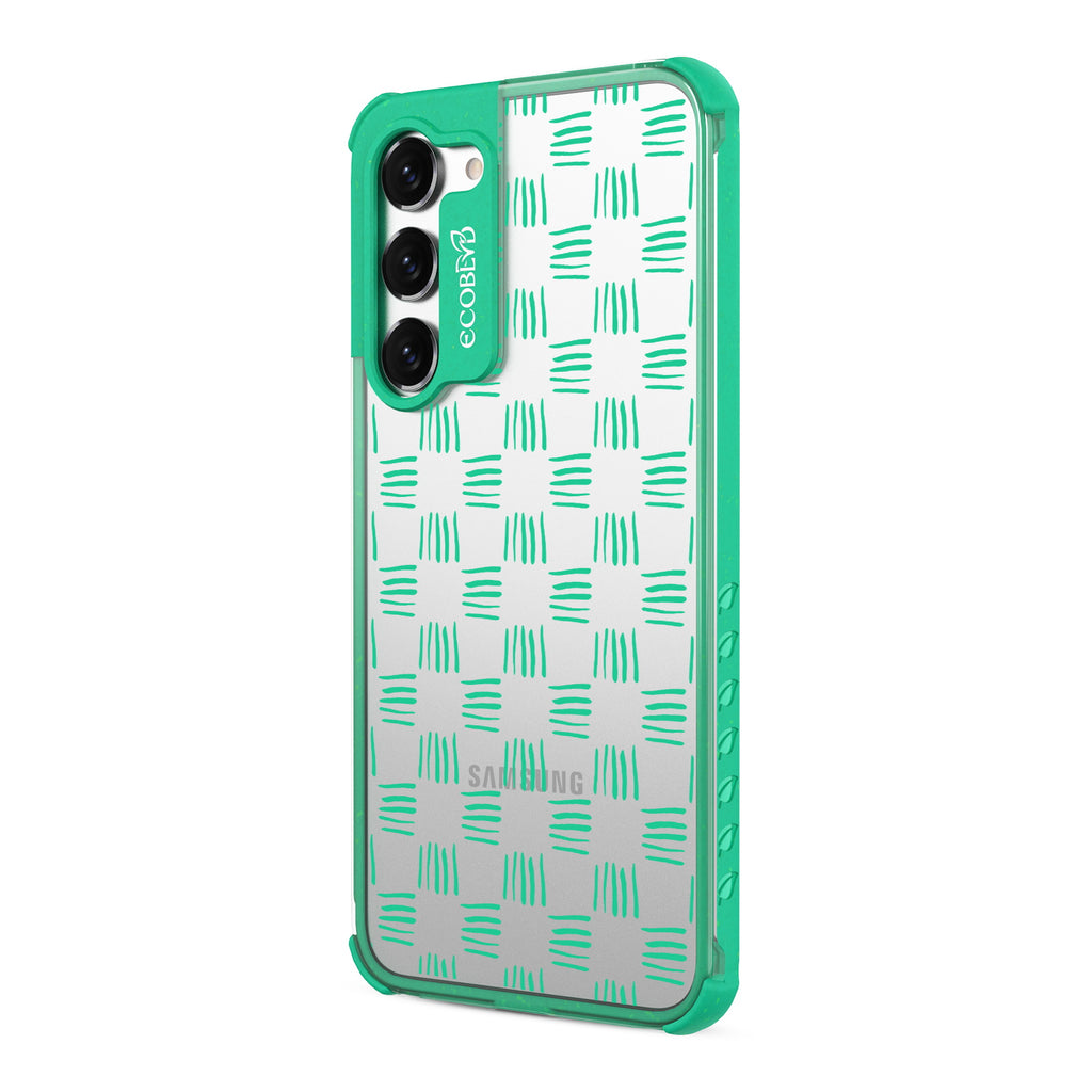 Weave It To Me - Right-side View Of Green & Clear Eco-Friendly Galaxy S23 Plus Case