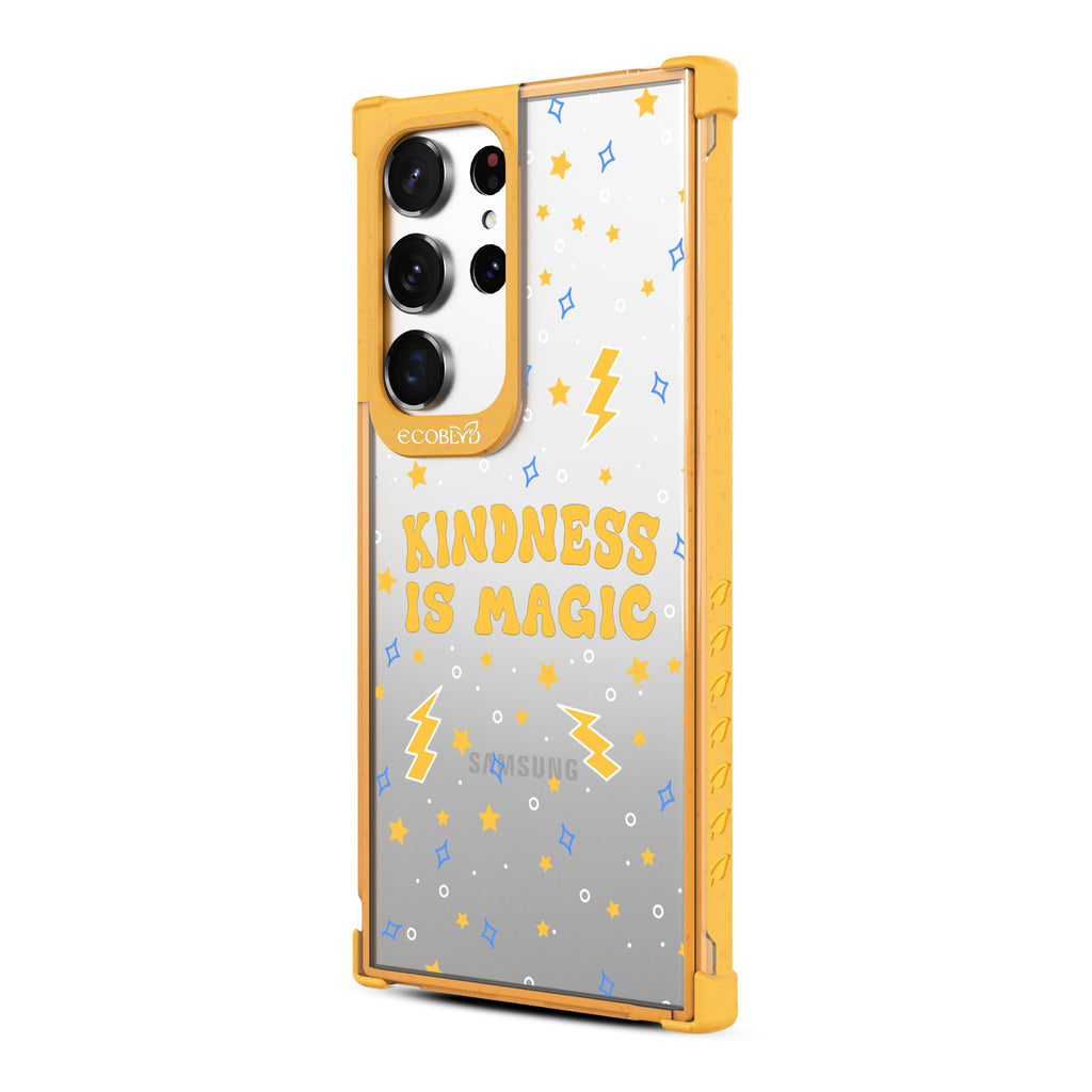Kindness Is Magic - Right-side View Of Yellow & Clear Eco-Friendly Galaxy S23 Ultra Case