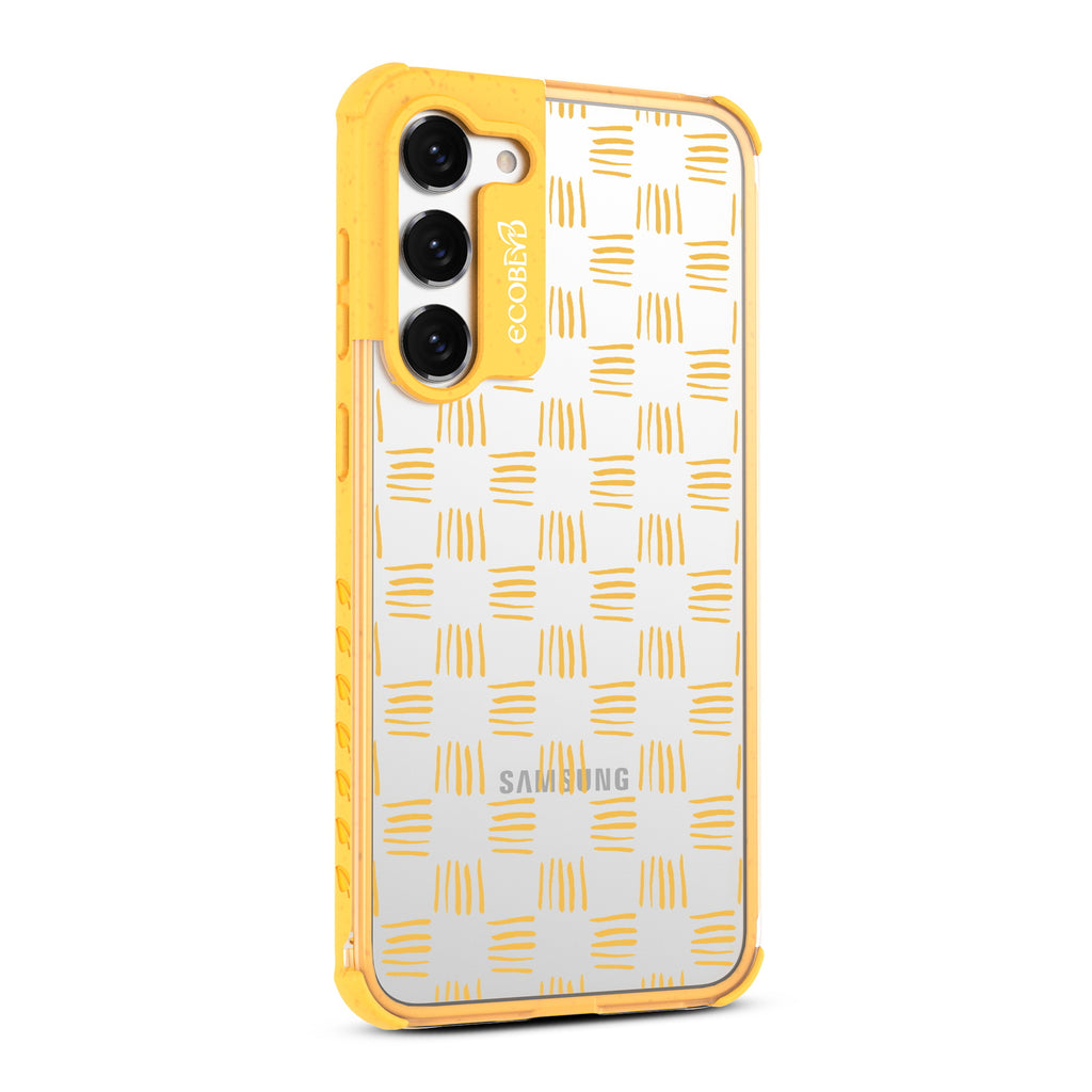 Weave It To Me - Left-side View Of Yellow & Clear Eco-Friendly Galaxy S23 Case