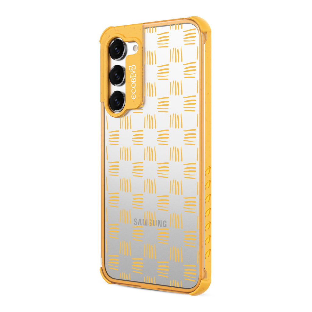 Weave It To Me - Right-side View Of Yellow & Clear Eco-Friendly Galaxy S23 Case