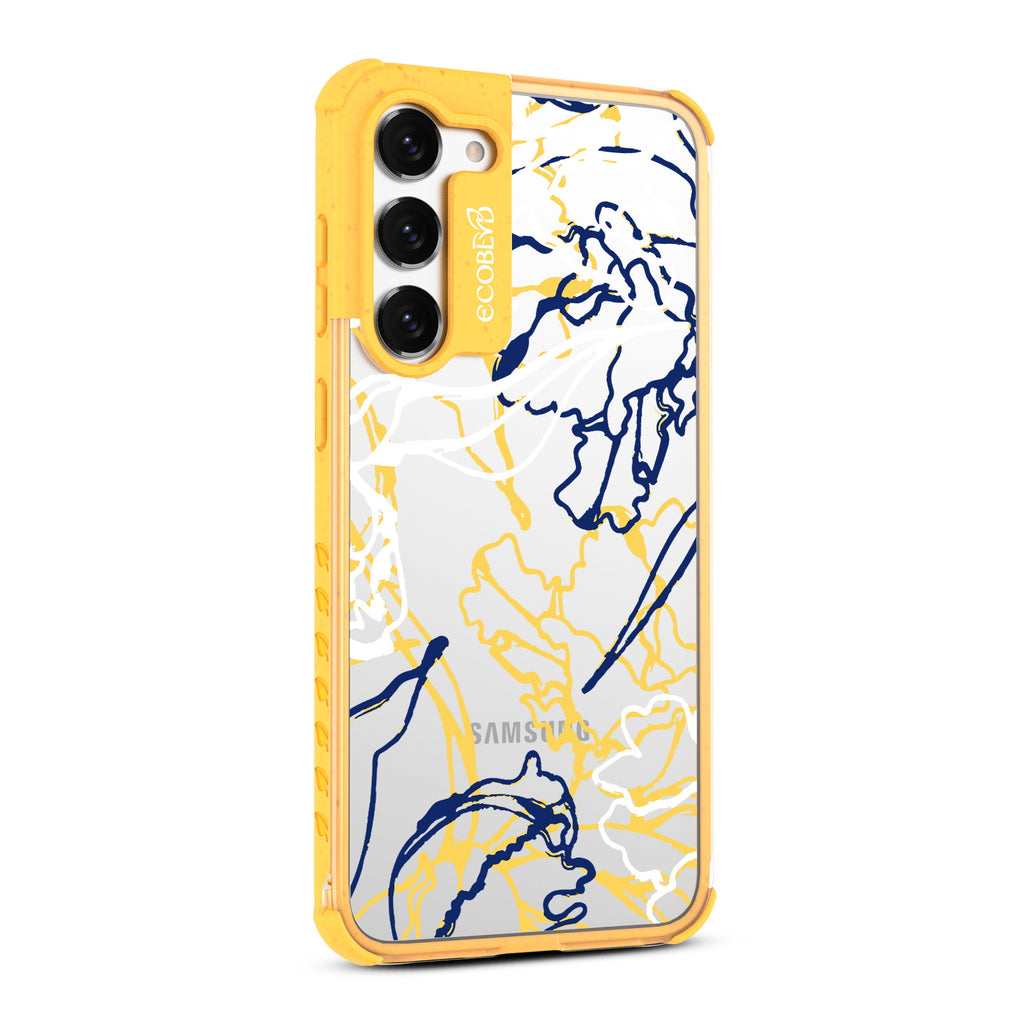 Outside the Lines - Left-side View Of Yellow & Clear Eco-Friendly Galaxy S23 Case
