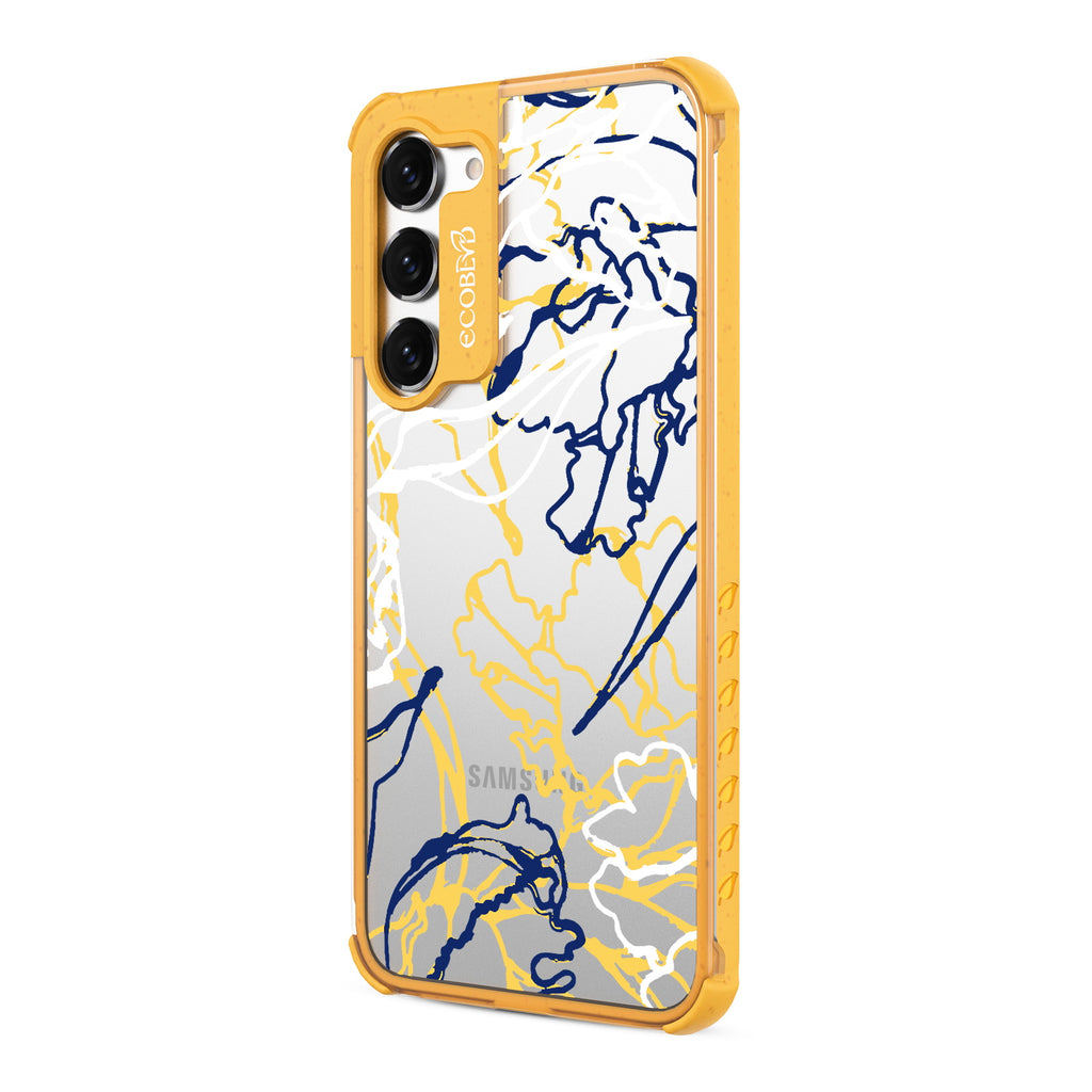 Outside the Lines - Right-side View Of Yellow & Clear Eco-Friendly Galaxy S23 Case