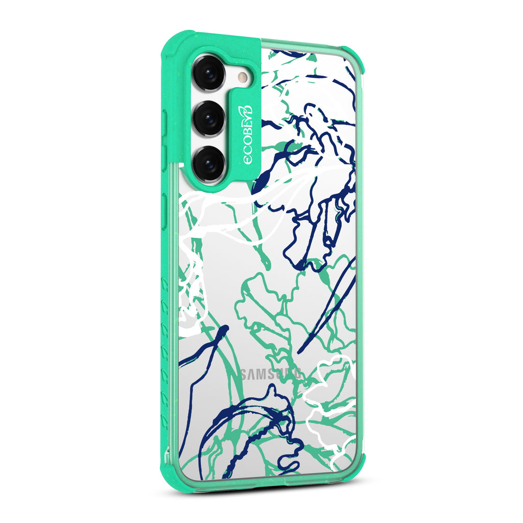 Outside the Lines - Left-side View Of Green & Clear Eco-Friendly Galaxy S23 Case