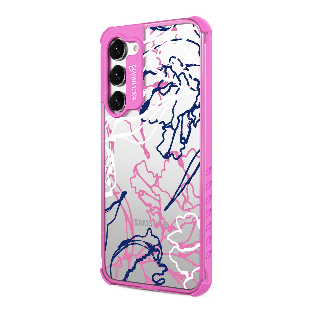 Outside the Lines - Right-side View Of Pink & Clear Eco-Friendly Galaxy S23 Plus Case