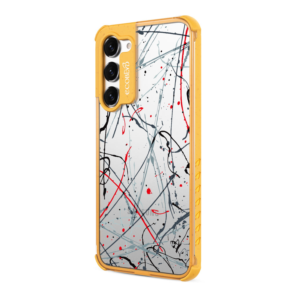 Stroke Of Genius - Right-side View Of Yellow & Clear Eco-Friendly Galaxy S23 Case