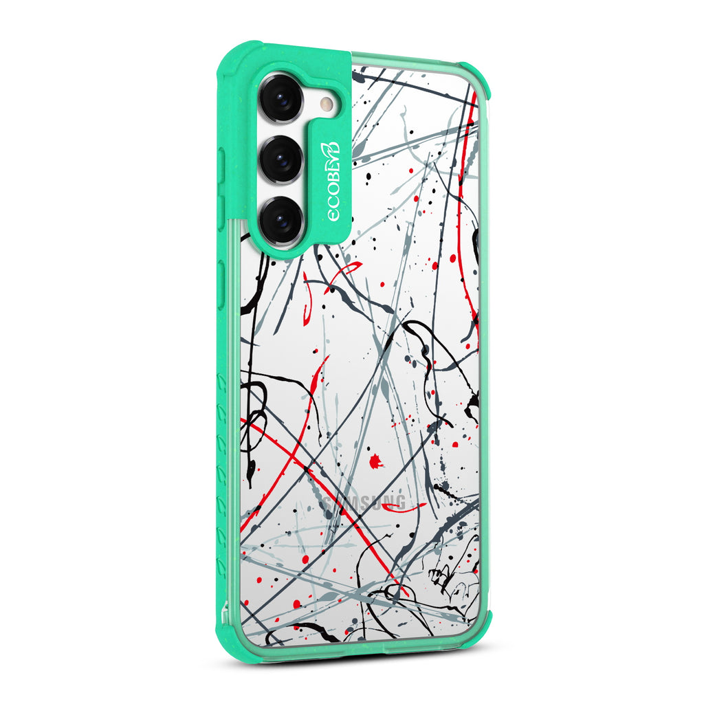 Stroke Of Genius - Left-side View Of Green & Clear Eco-Friendly Galaxy S23 Case