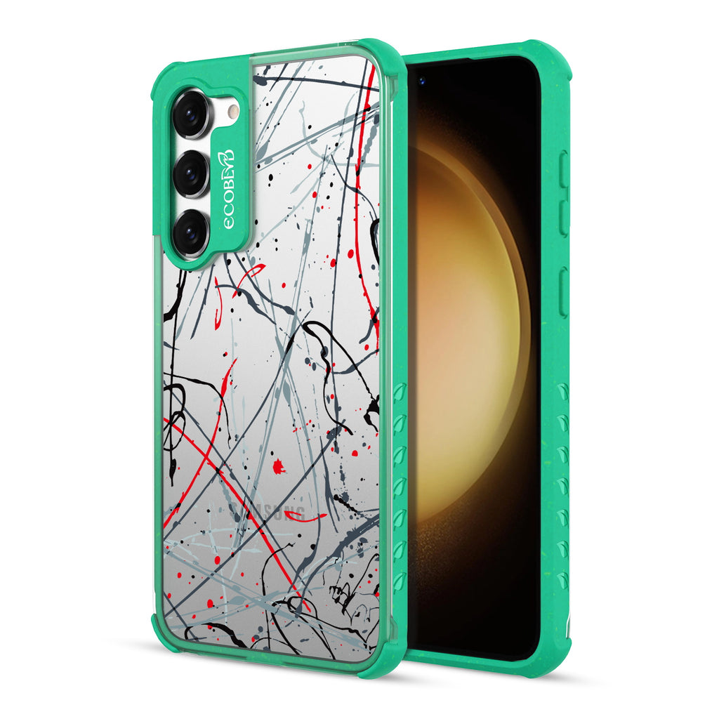 Stargazing - Back View Of Green & Clear Eco-Friendly Galaxy S23 Case & A Front View Of The Screen