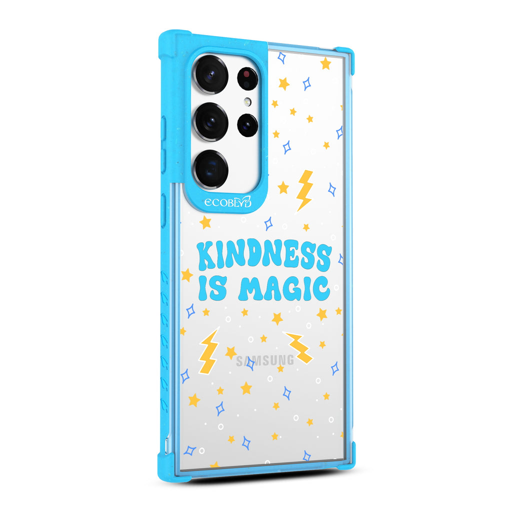 Kindness Is Magic - Left-side View Of Blue & Clear Eco-Friendly Galaxy S23 Ultra Case