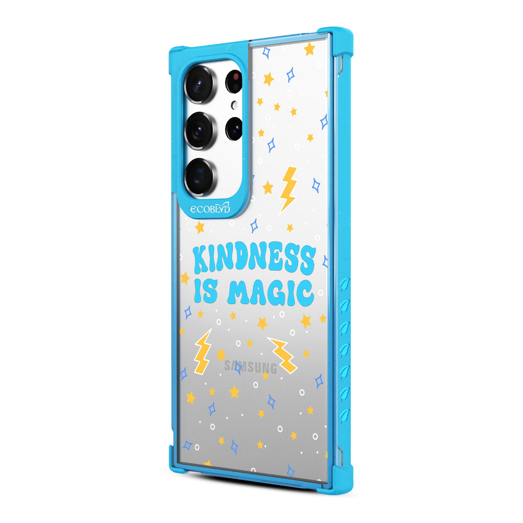  Kindness Is Magic - Right-side View Of Blue & Clear Eco-Friendly Galaxy S23 Ultra Case