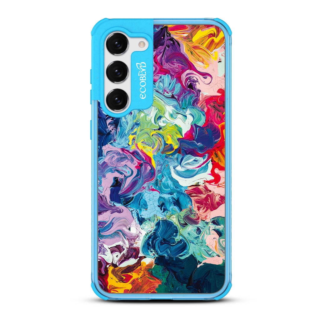 Give It A Swirl - Blue Eco-Friendly Galaxy S23 Case With A Colorful Abstract Oil Painting On A Clear Back