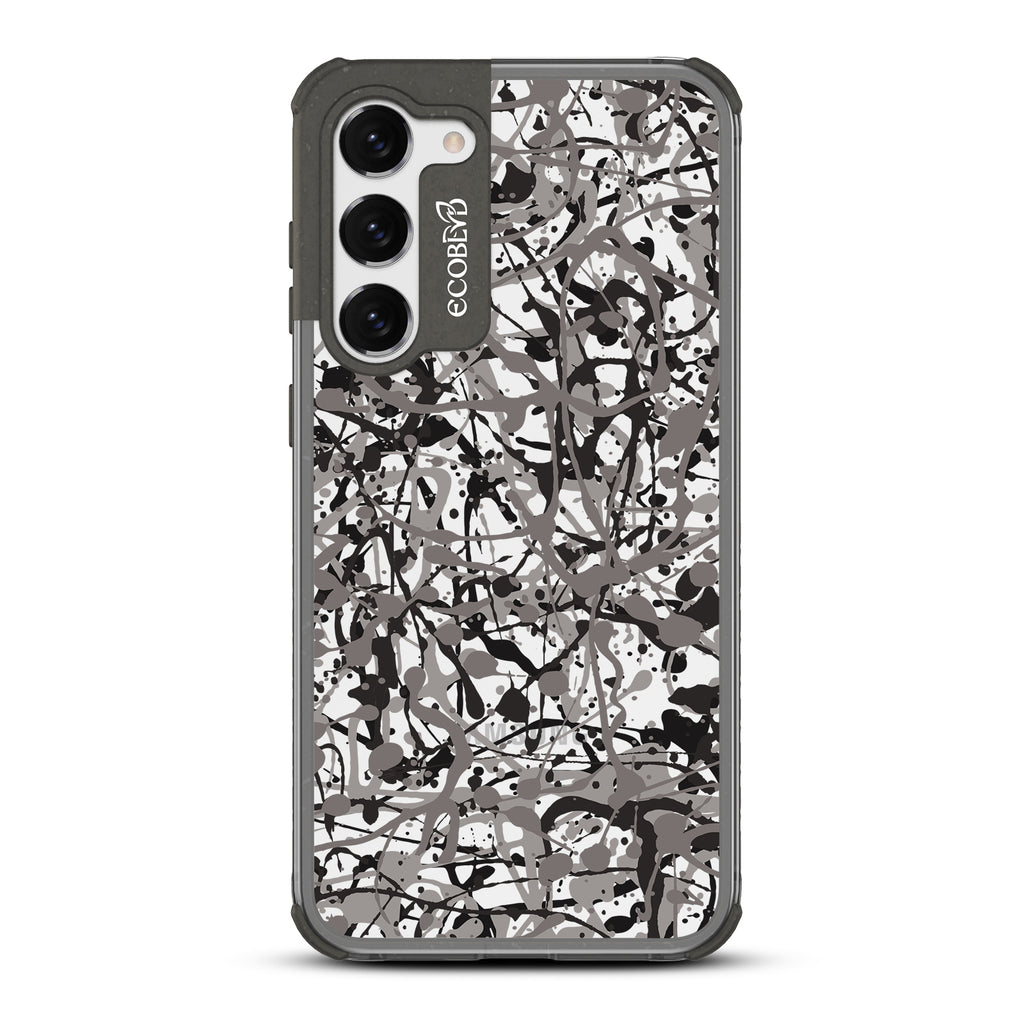 Visionary - Black Eco-Friendly Galaxy S23 Case With An Abstract Pollock-Style Painting On A Clear Back