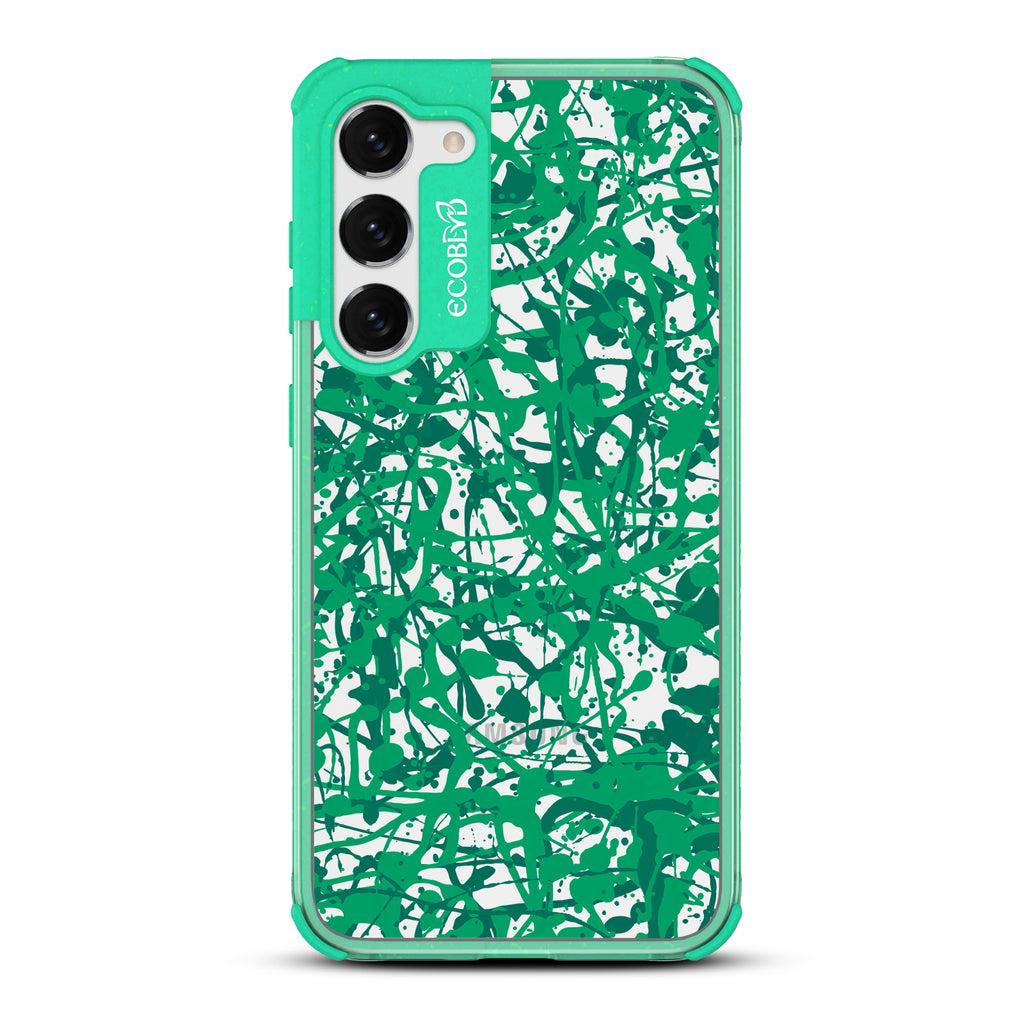 Visionary - Green Eco-Friendly Galaxy S23 Case With An Abstract Pollock-Style Painting On A Clear Back